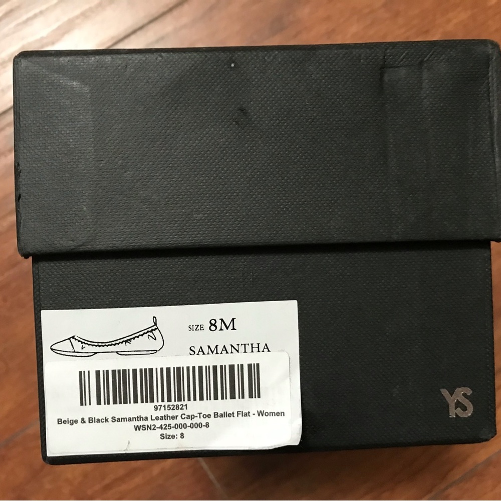 NWT Yosi Samra Beige & Black Leather Ballet Flat - Picture 5 of 5